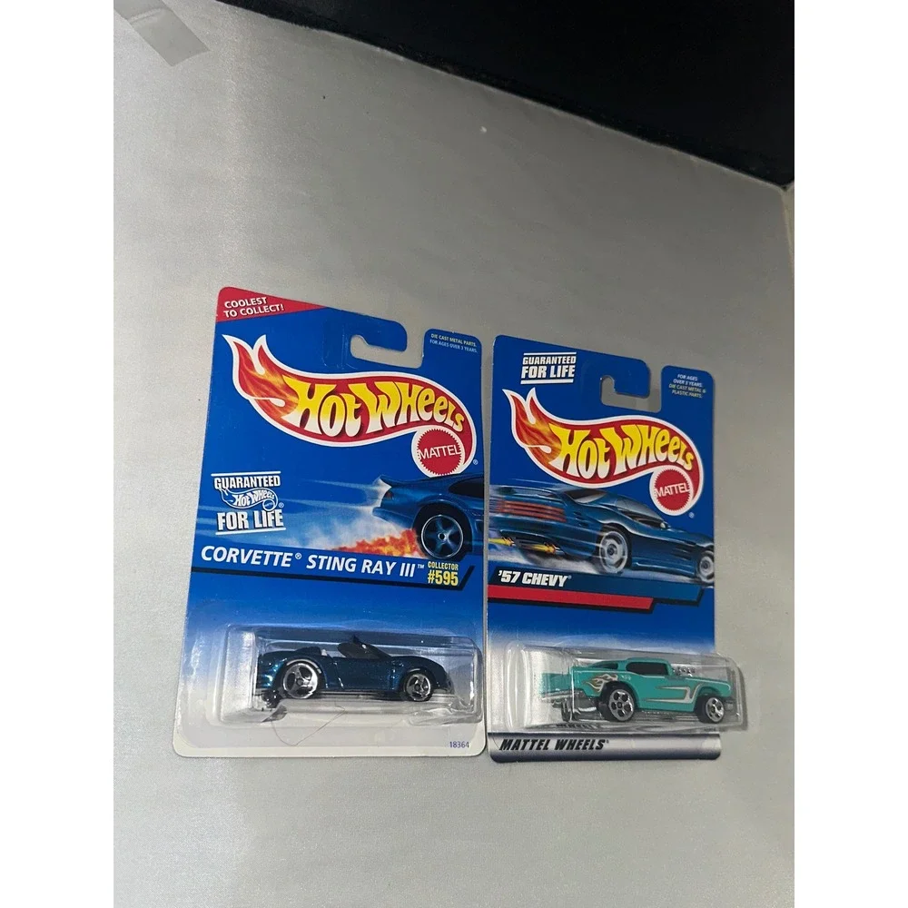Hot Wheels Corvette Sting Ray III #595 & 57 Chevy Teal Flame Diecast Set Mattel